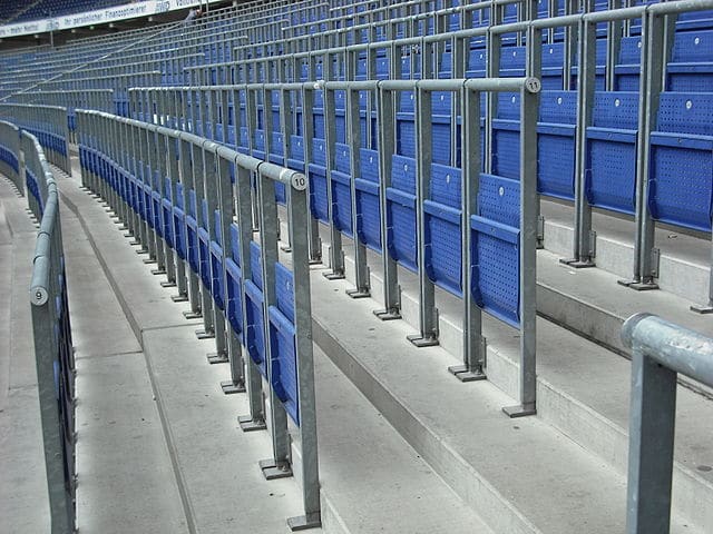 safe standing area fitted with rail seats