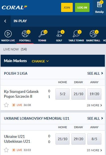 coral in play betting