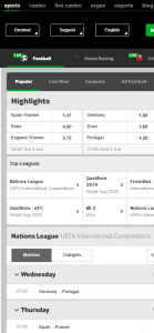 Live football betting odds at Betway for Nations League and UEFA qualifiers