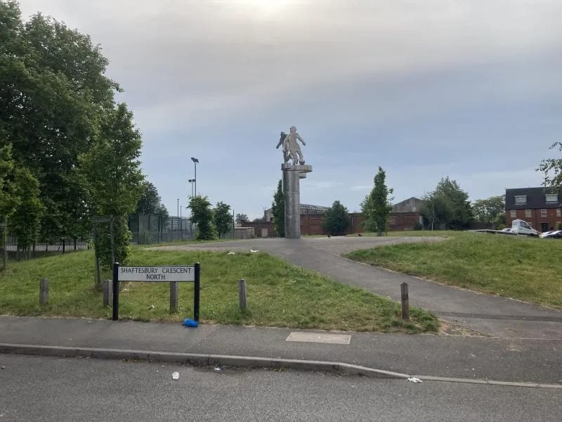 The statue that now occupies the former Baseball Ground site