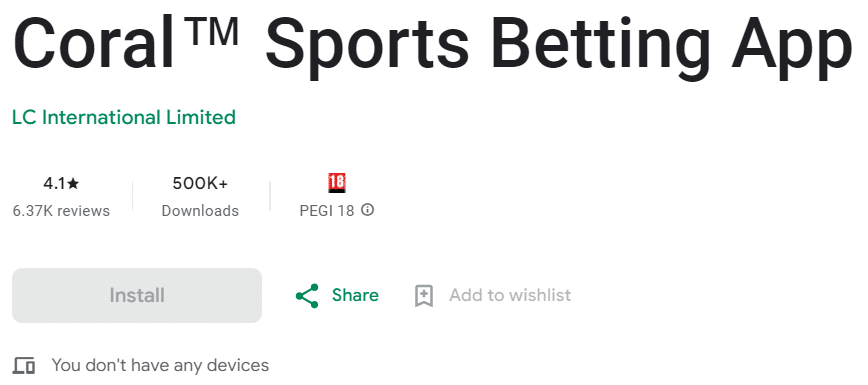 Coral app reviews on GooglePlay