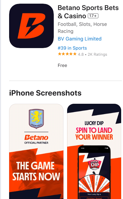 official download page for apple devices of betano uk app