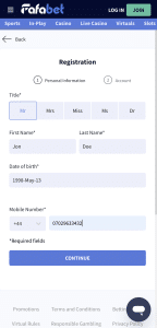 fafabet coupon code registration