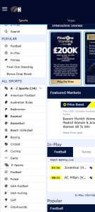 William hill sports betting markets