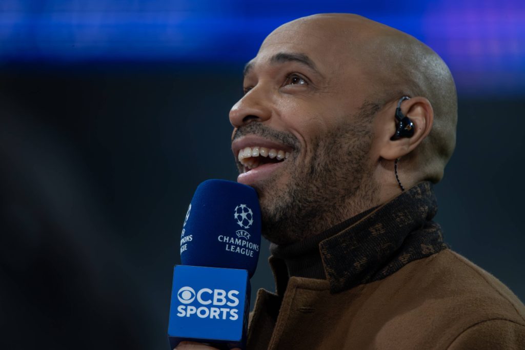 Former Arsenal star Thierry Henry pictured on 19 February 2025 as a pundit for CBS Sports. 