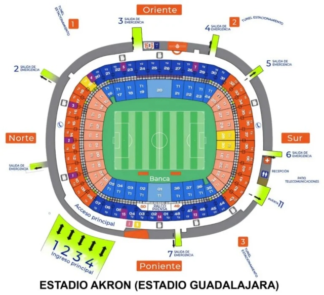 estadio akron seating plan