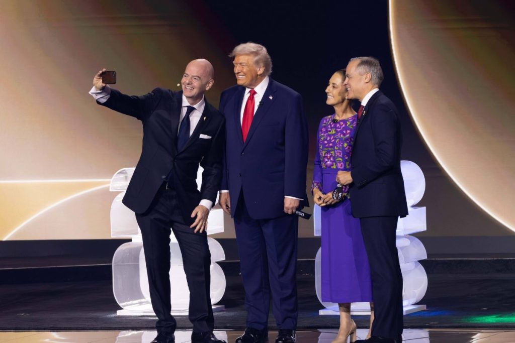 The real truth behind FIFA's new £45 ticket scheme for the 2026 World Cup amid supporter backlash 1 FIFA President Gianni Infantino with U.S. President Donald Trump, Mexico president Claudia Sheinbaum and Canada Prime minister Mark Carney