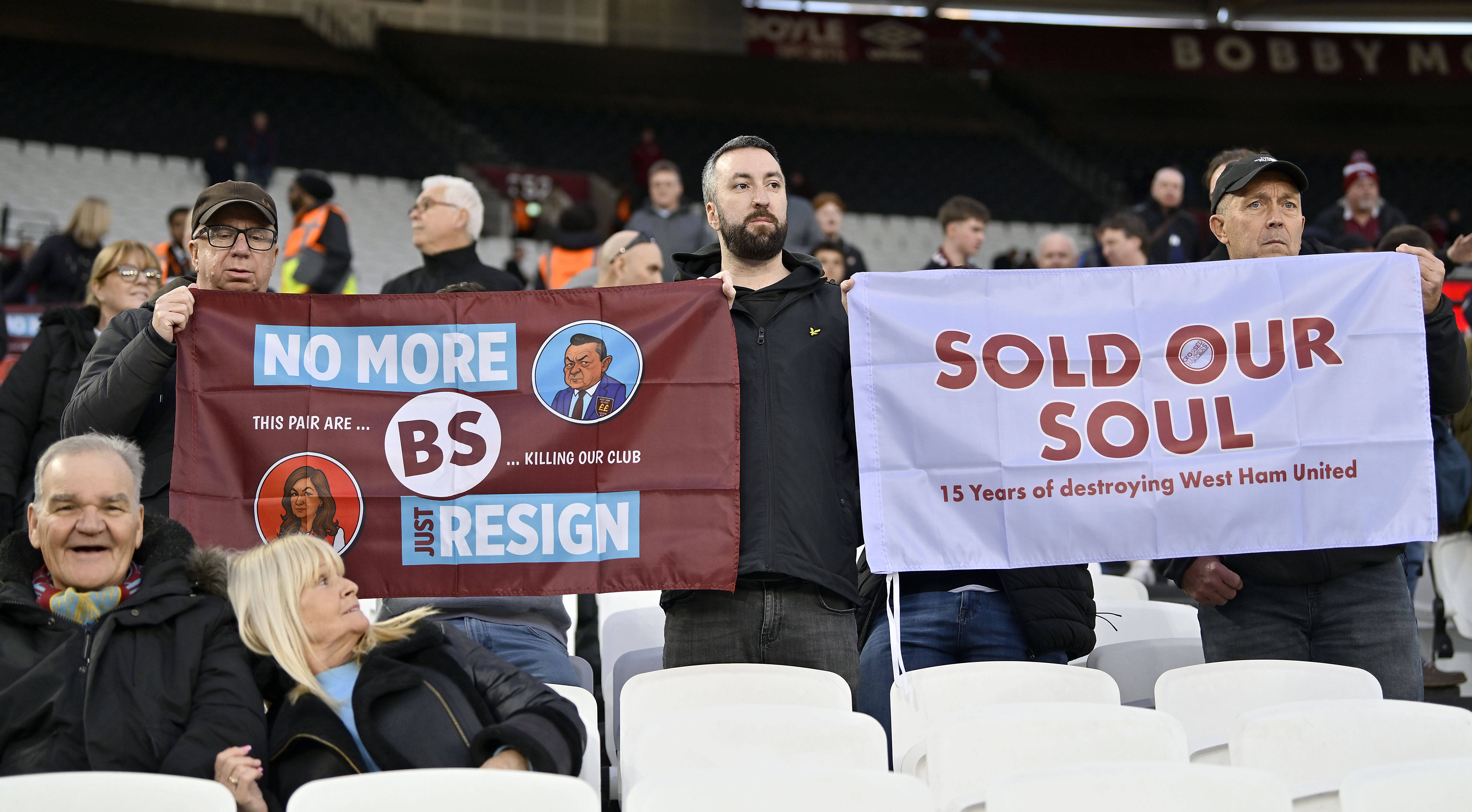 West Ham ban season ticket holder over banner protest against club owners