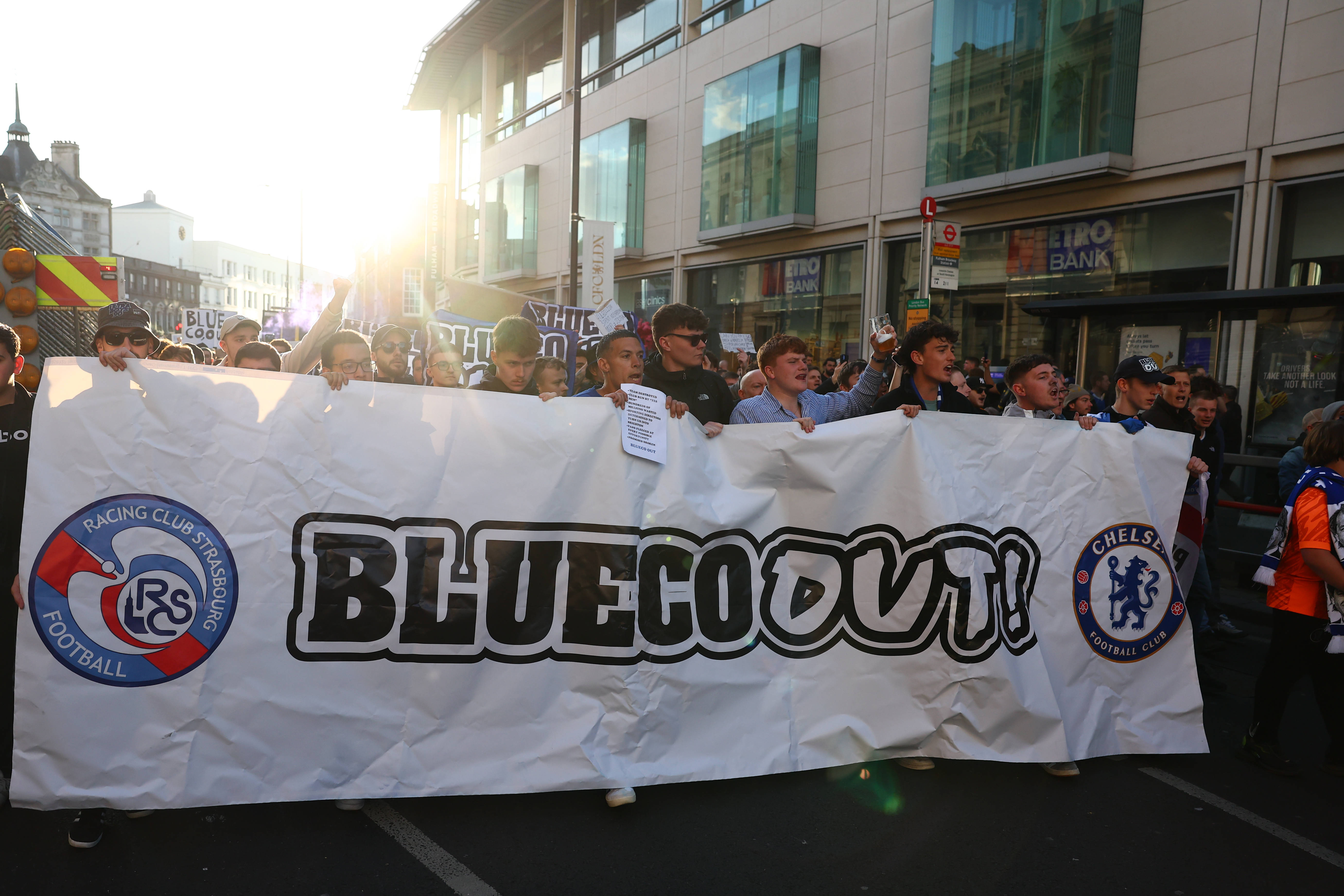 Chelsea supporters bizarrely use carrots in latest BlueCo protest outside Stamford Bridge