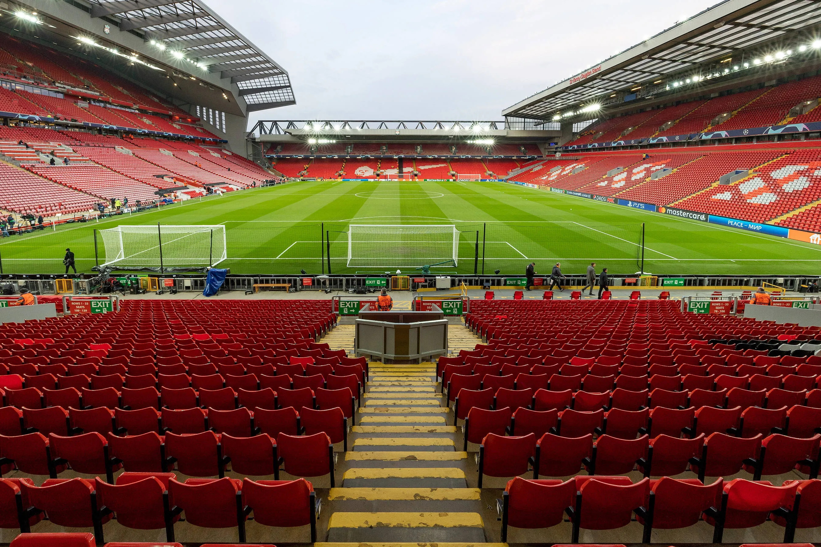 General view inside Anfield, looking towards The Anfield Road Stand