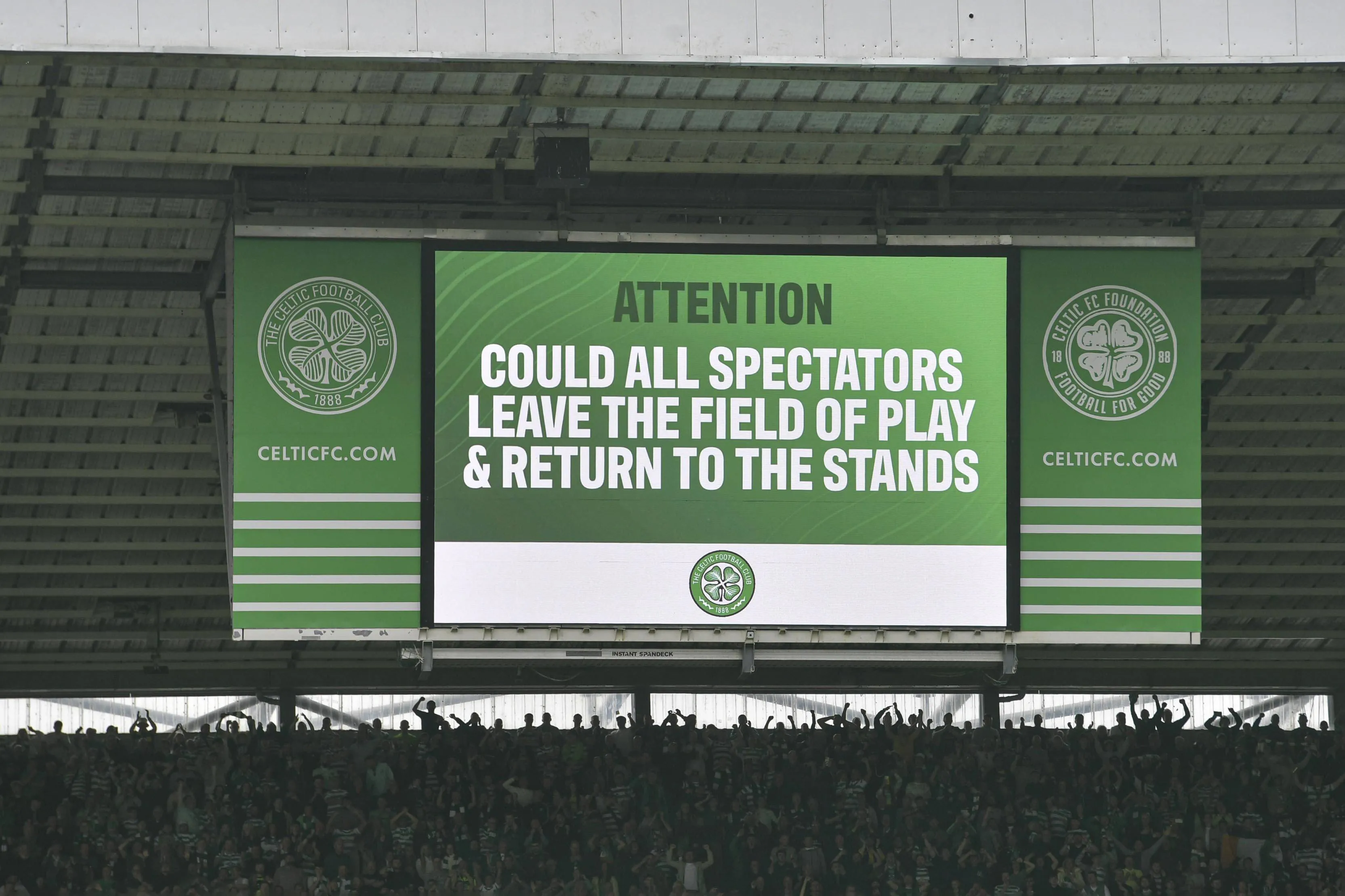 Supporters are encouraged to leave the field of play Celtic vs Hearts title-decider