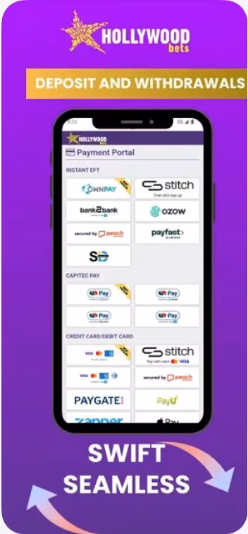 Hollywood bets mobile deposit and withdrawals