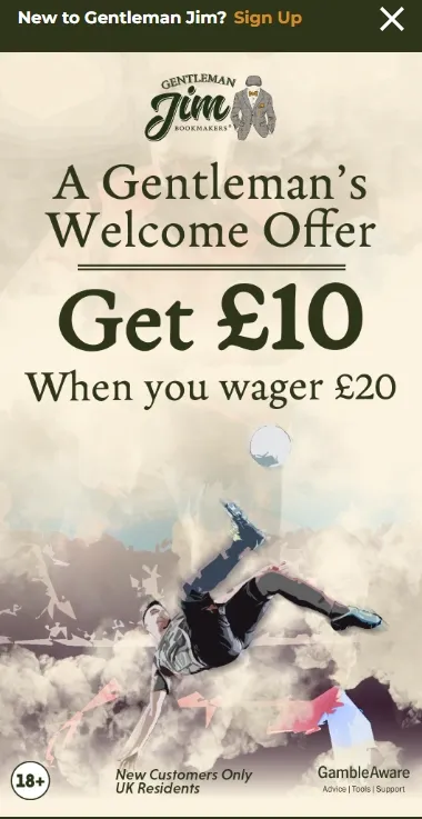 gentleman jim sports sign up offer bet20get10