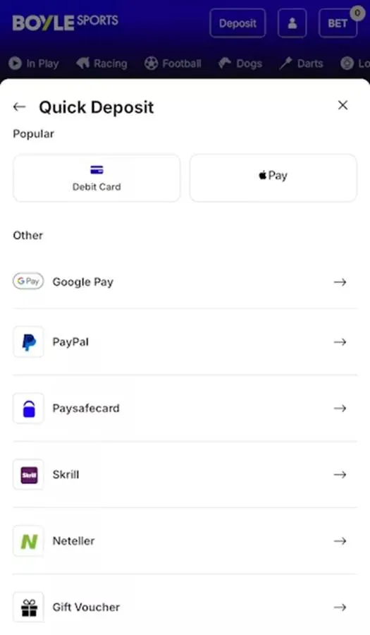 boyle sports deposit methods