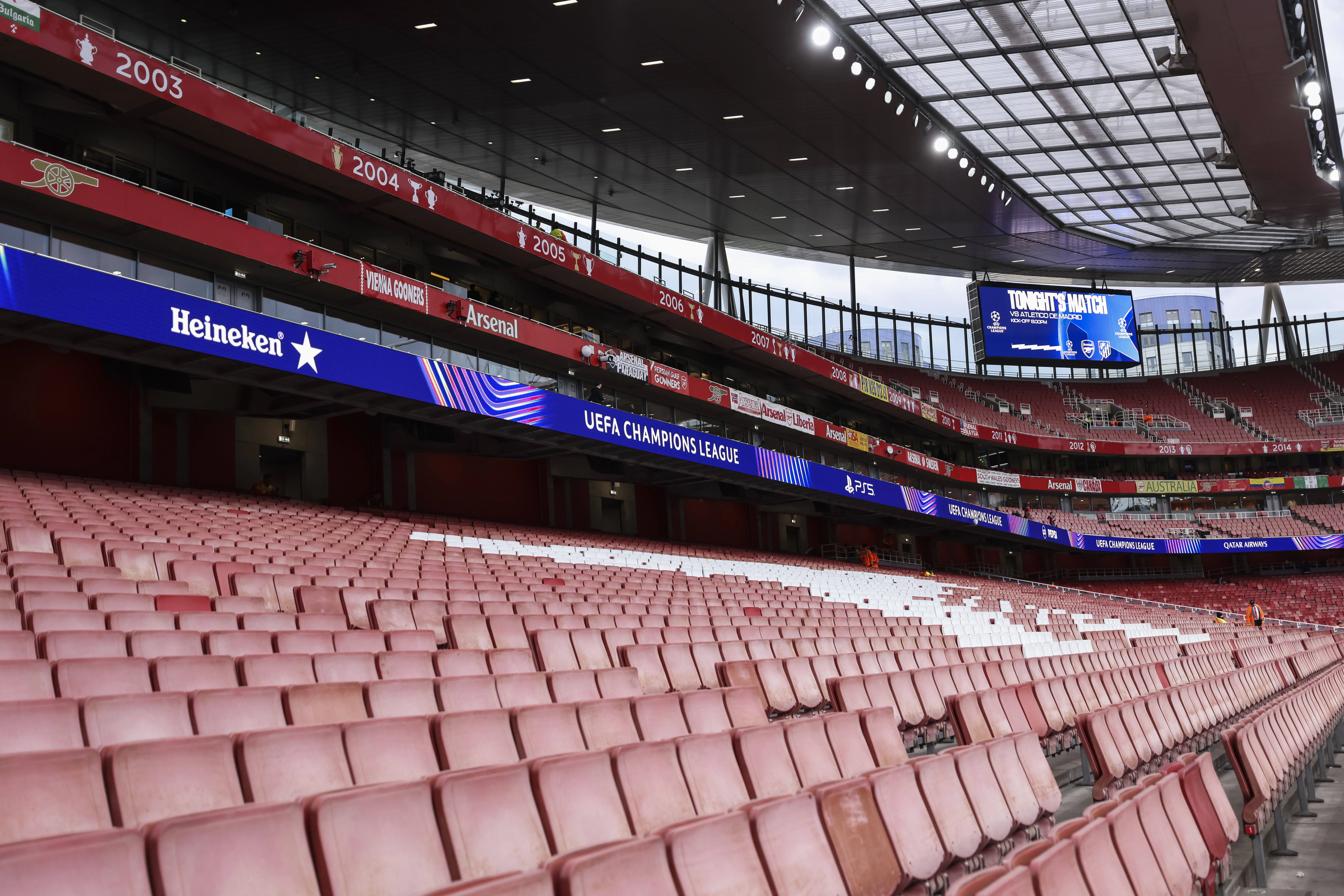 View inside the Emirates Stadium