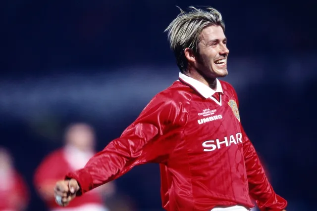 David Beckham in Manchester United 1999 kit | Buy retro football shirts in Manchester in Classic Football Shirts Manchester and Manchester United Megastore