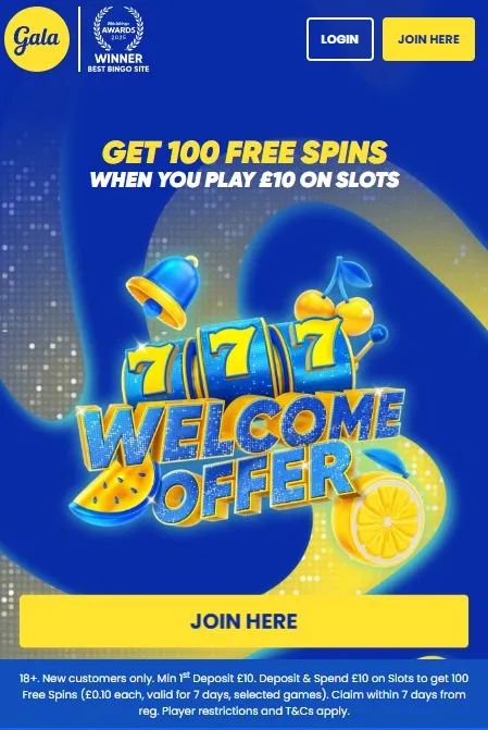 gala spins new customer offer: get 100 free spins when you play &pound;10