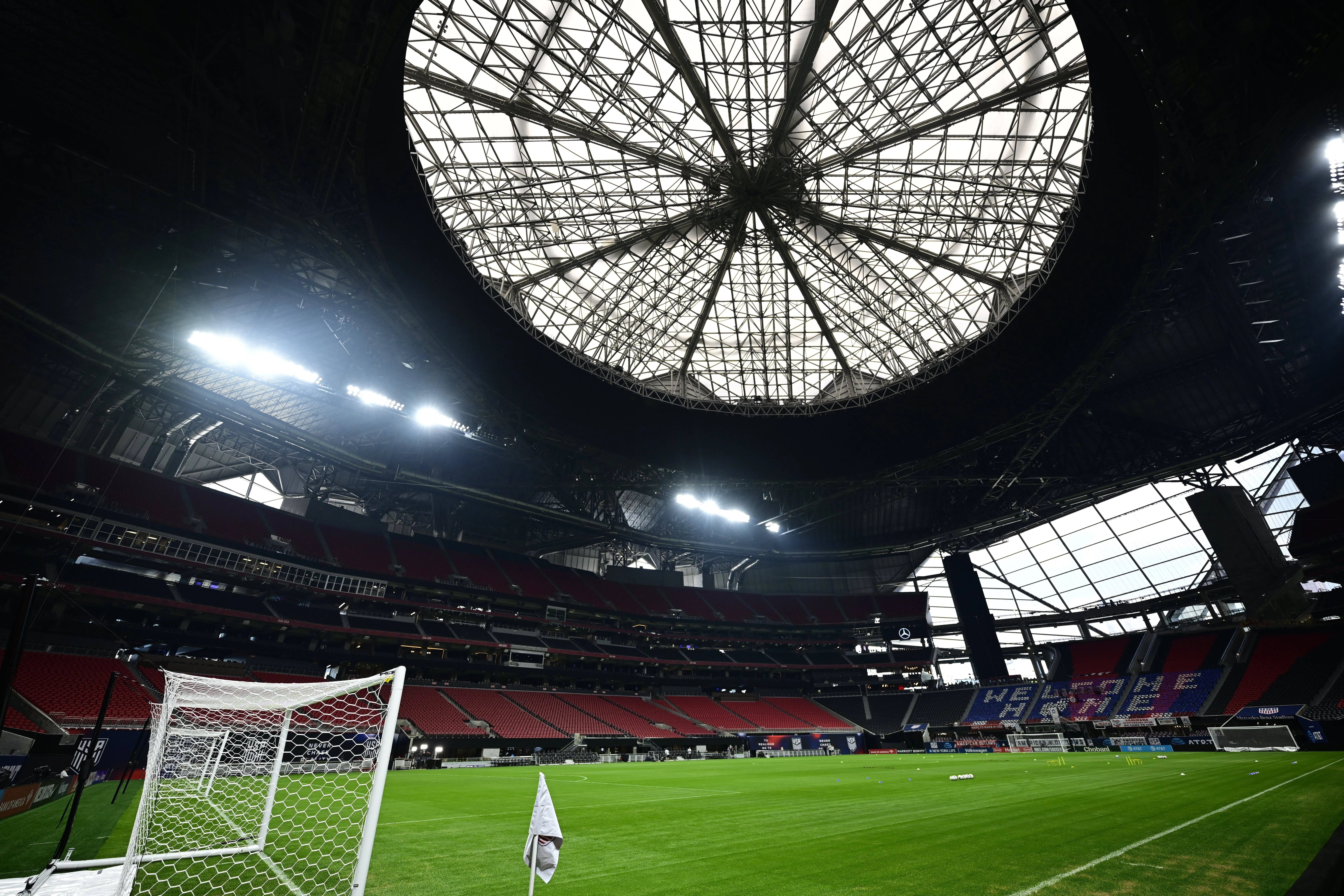 General stadium view inside the Mercedes-Benz Stadium roof ahead of USA vs Belgium friendly 