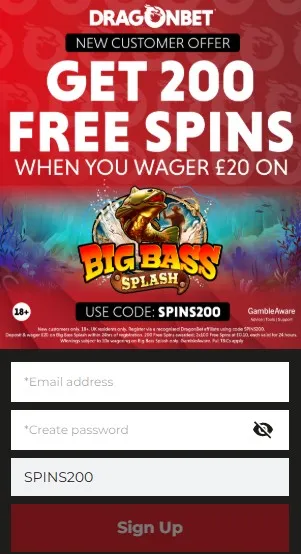 Dragonbet promo code casino offer; get 200 free spins