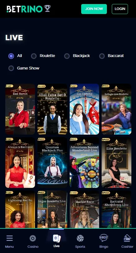 britainbet review, rebranded betrino live casino section