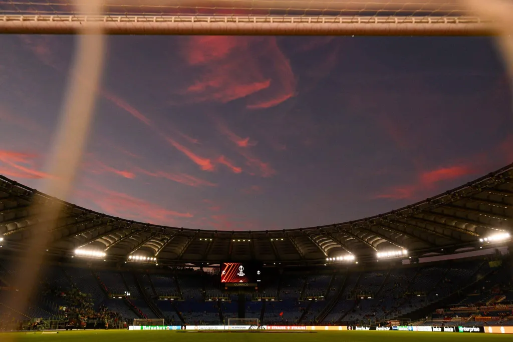 Celtic fans in Rome will attend the magnificent Stadio Olimpico, pictured here at sunset.