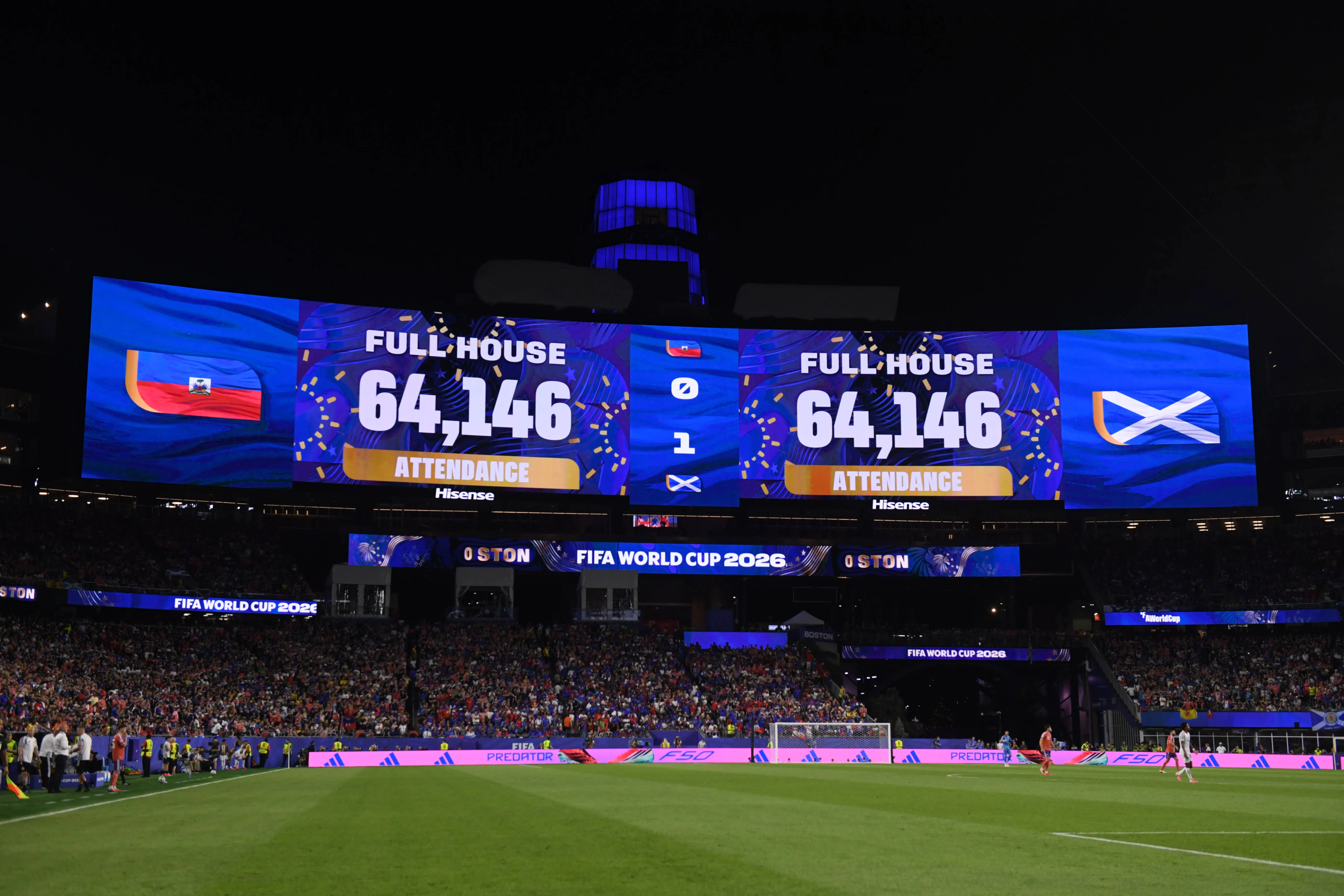 64,146 fans saw Scotland's first World Cup win in 36 years at Boston Stadium 