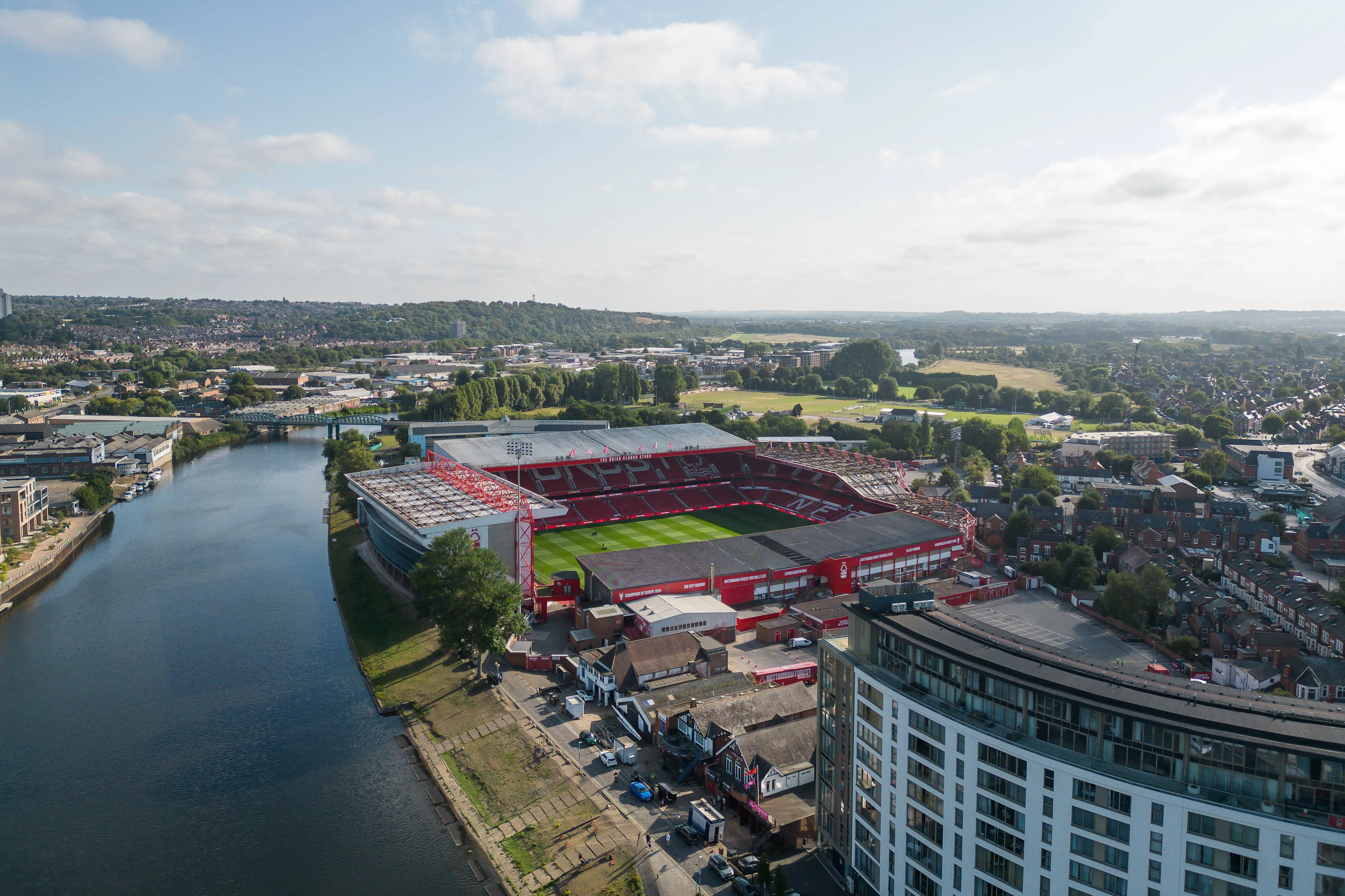 Aerial view of the City Ground, home of Nottingham Forest