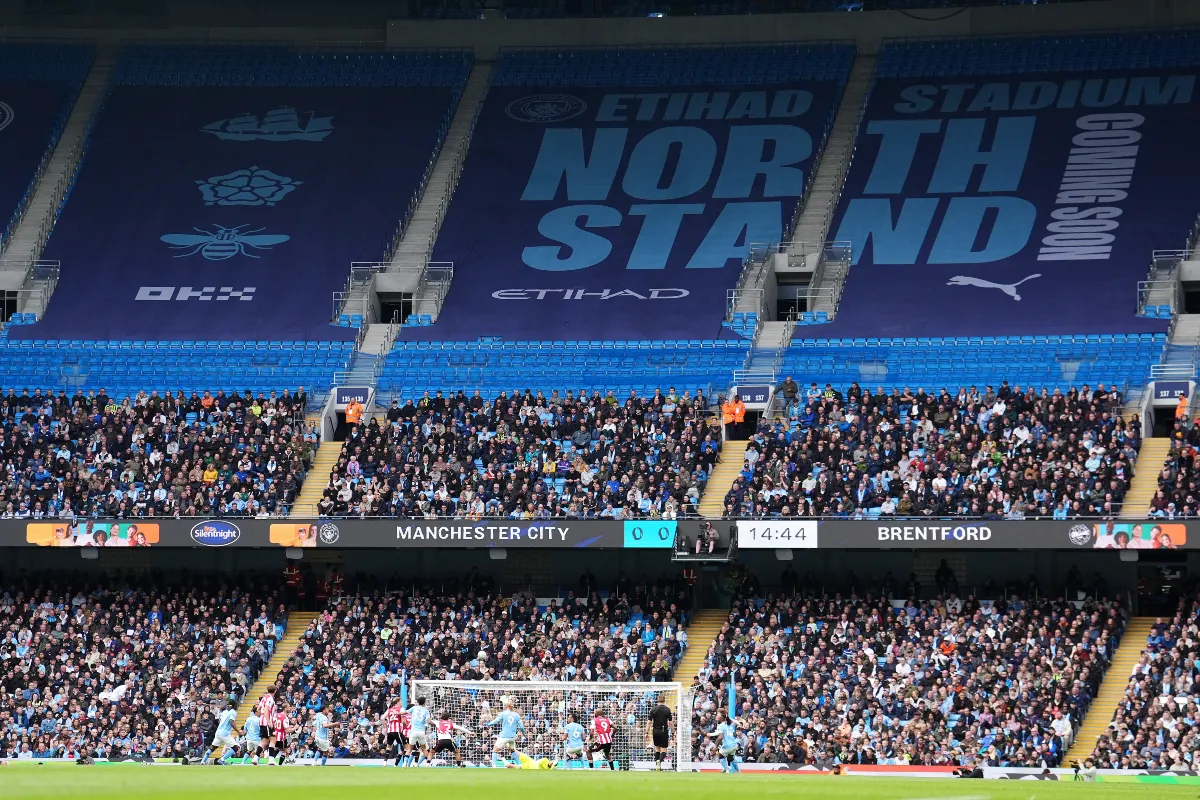 New Etihad drone footage shows progress on Man City stadium expansion