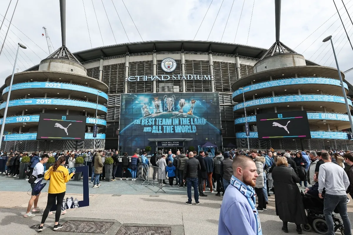 Man City banner at the Etihad Stadium