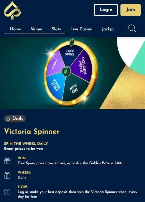 Victoria spinner daily rewards at the vic casino
