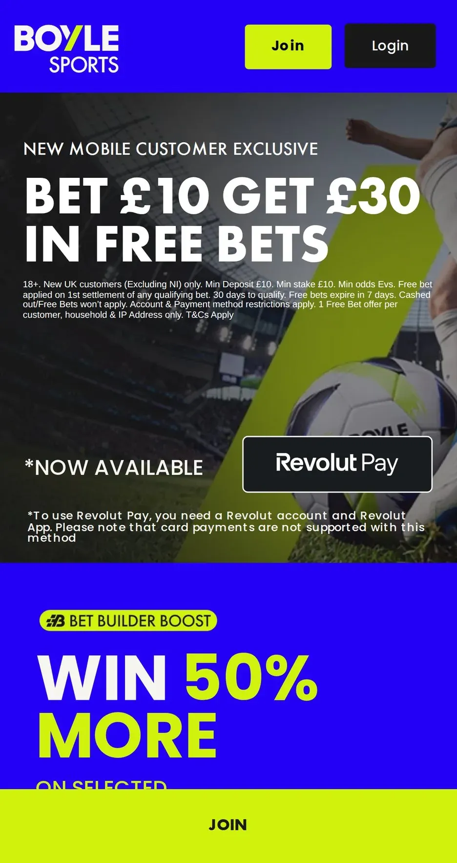 BOYLE Sports sign up offer: bet &pound;10, get &pound;30 in free bets for new UK customers