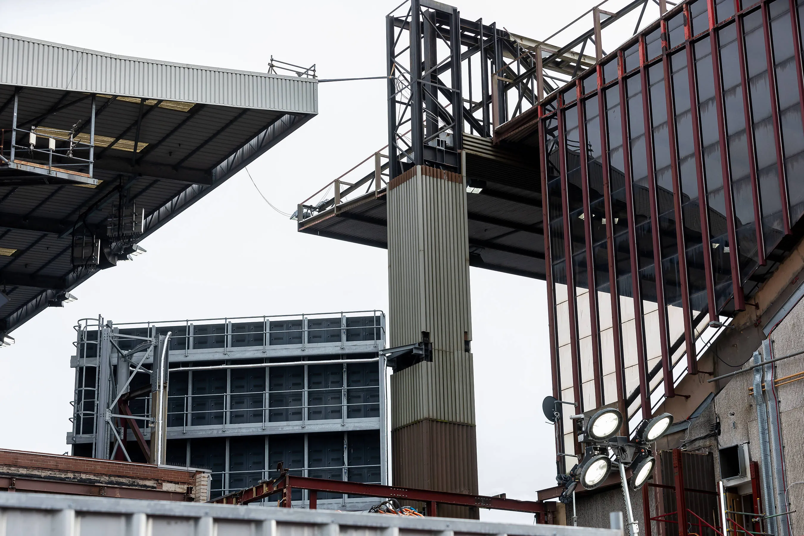 View of demolished North Stand corner at Villa Park