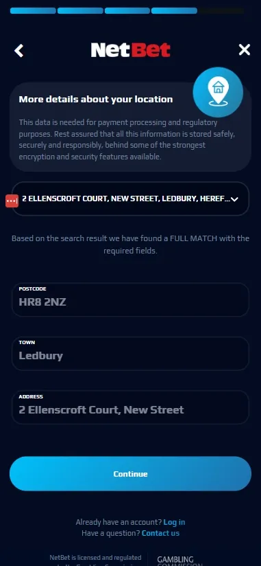 NetBet - sign up process - Step 3