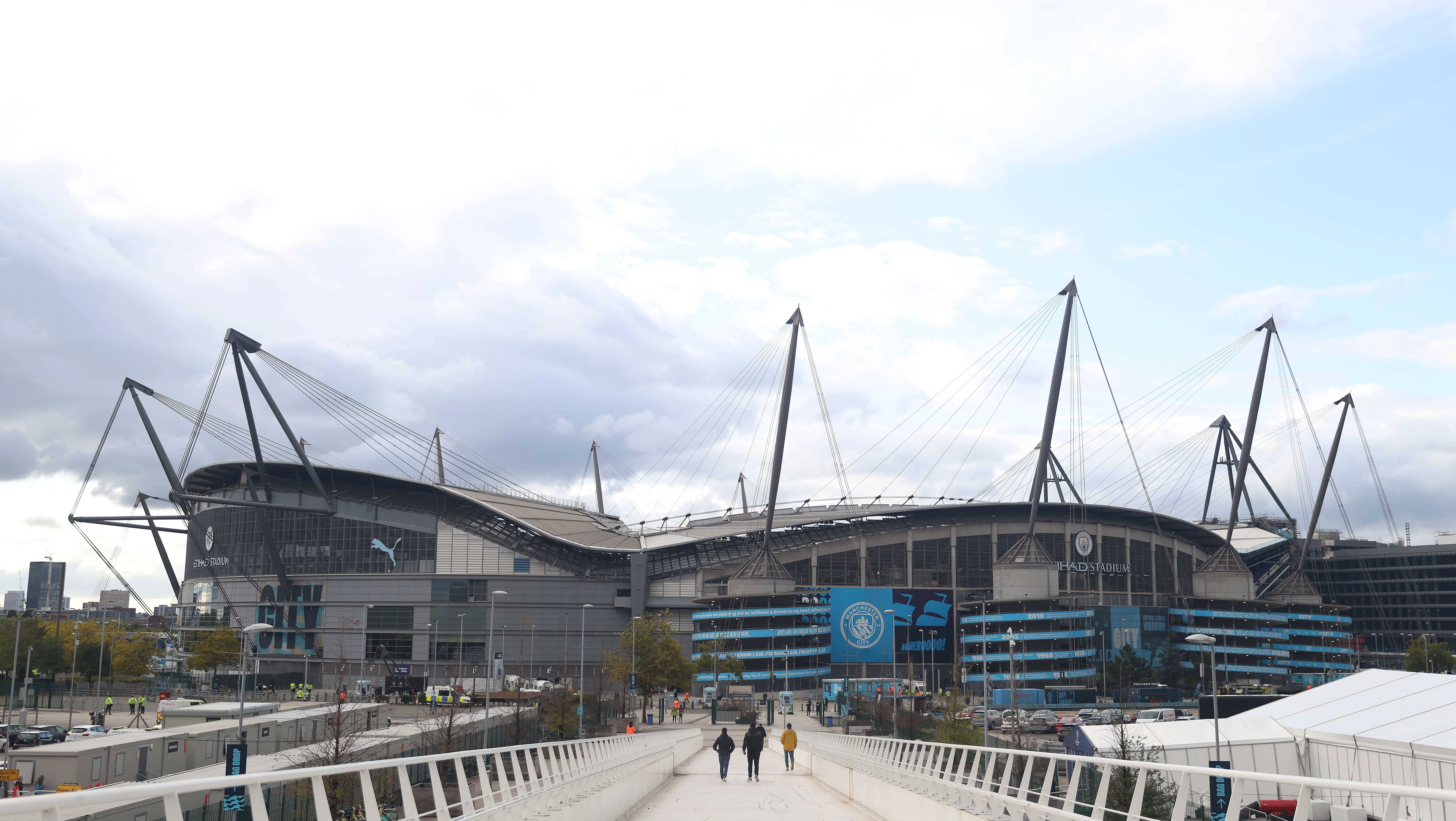 Huge Man City badge outside Etihad Stadium vandalised as fallout from guilty verdict continues