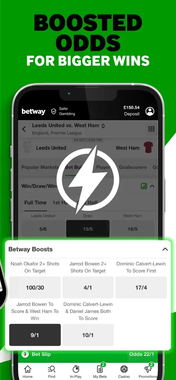 betway app boosted odds feature