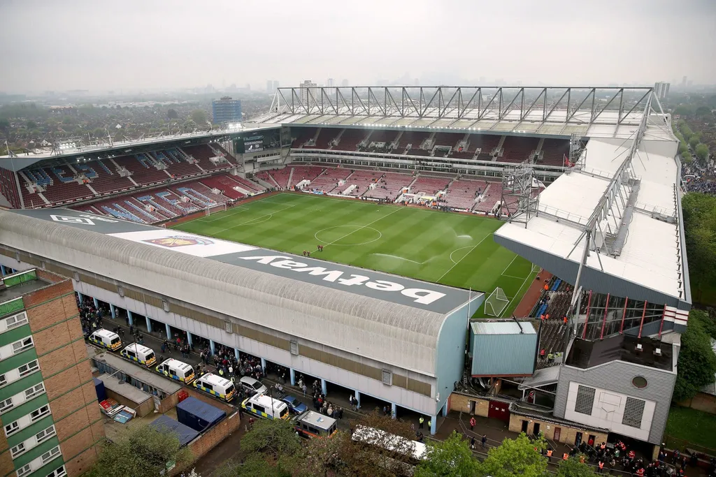 A view of Upton Park during the build up to the last game played at the stadium, before the Barclays Premier League match.