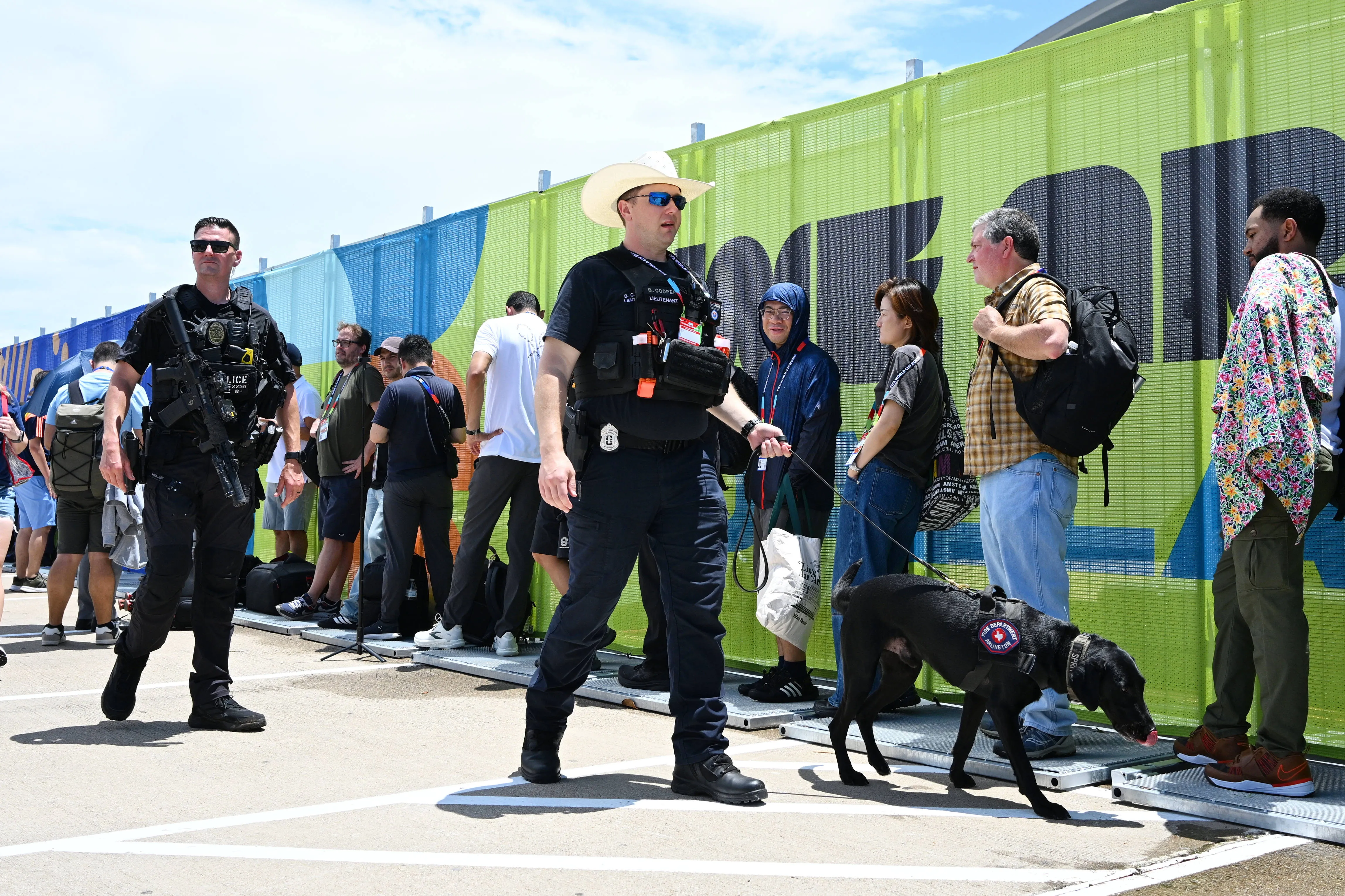 Security outside Dallas Stadium at the 2026 World Cup 