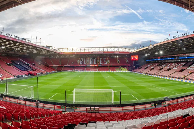 A view of Bramall Lane showing the pitch and stands before kick-off from behind the goal - Photo by Icon Sport | How to get Sheffield United tickets