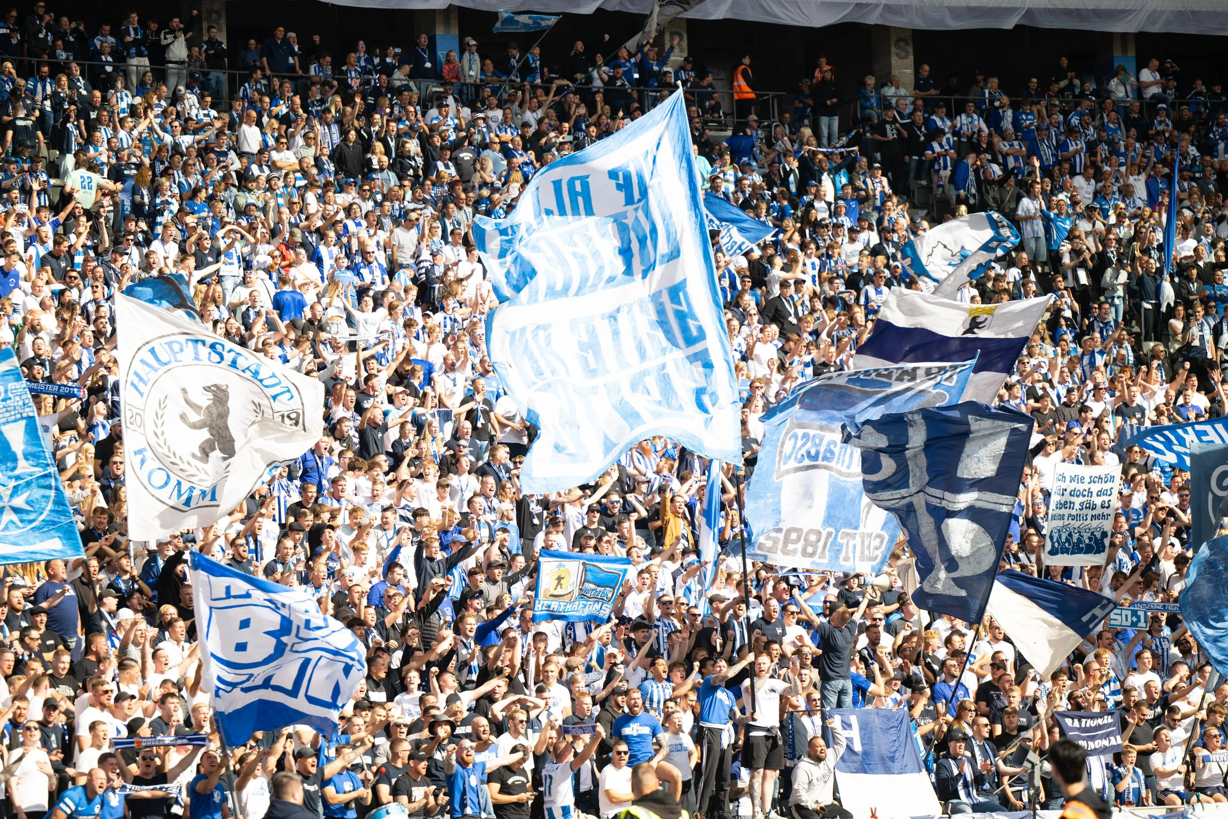 Hertha Berlin fans inside the Olympiastadion