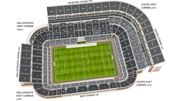 Newcastle United St James' Park seating plan