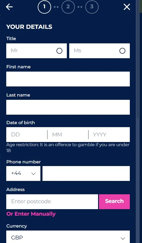 Sign-up screen and how to enter the Bresbet promo code