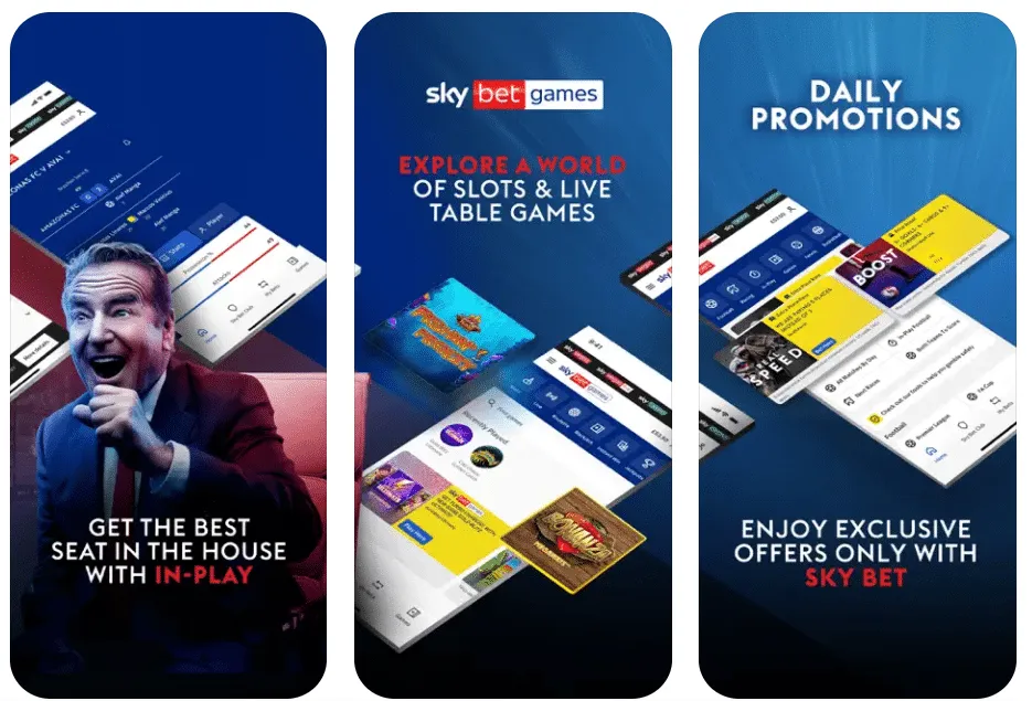 Sky Bet mobile app examples