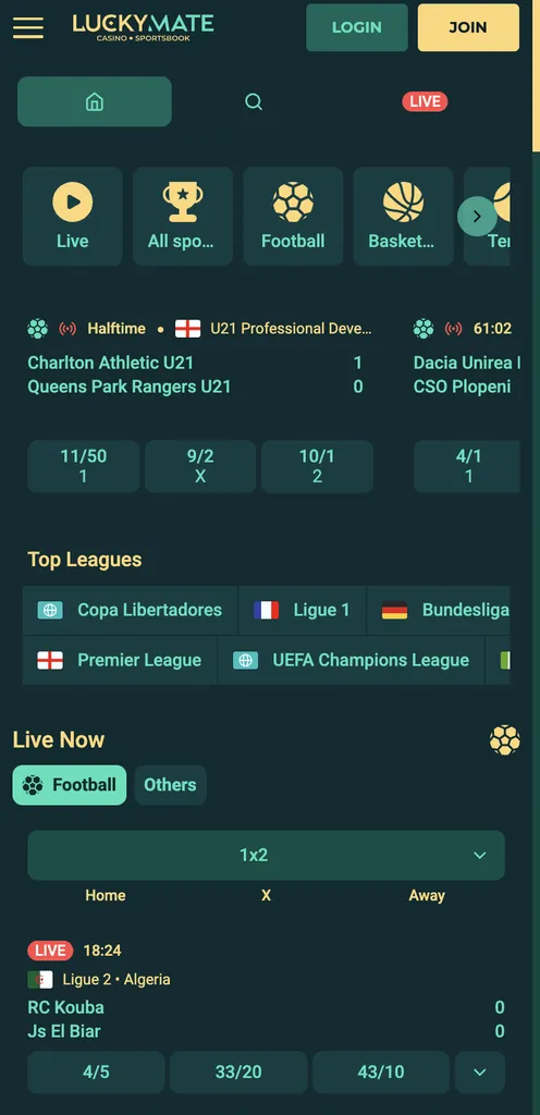 Luckymate sports betting markets