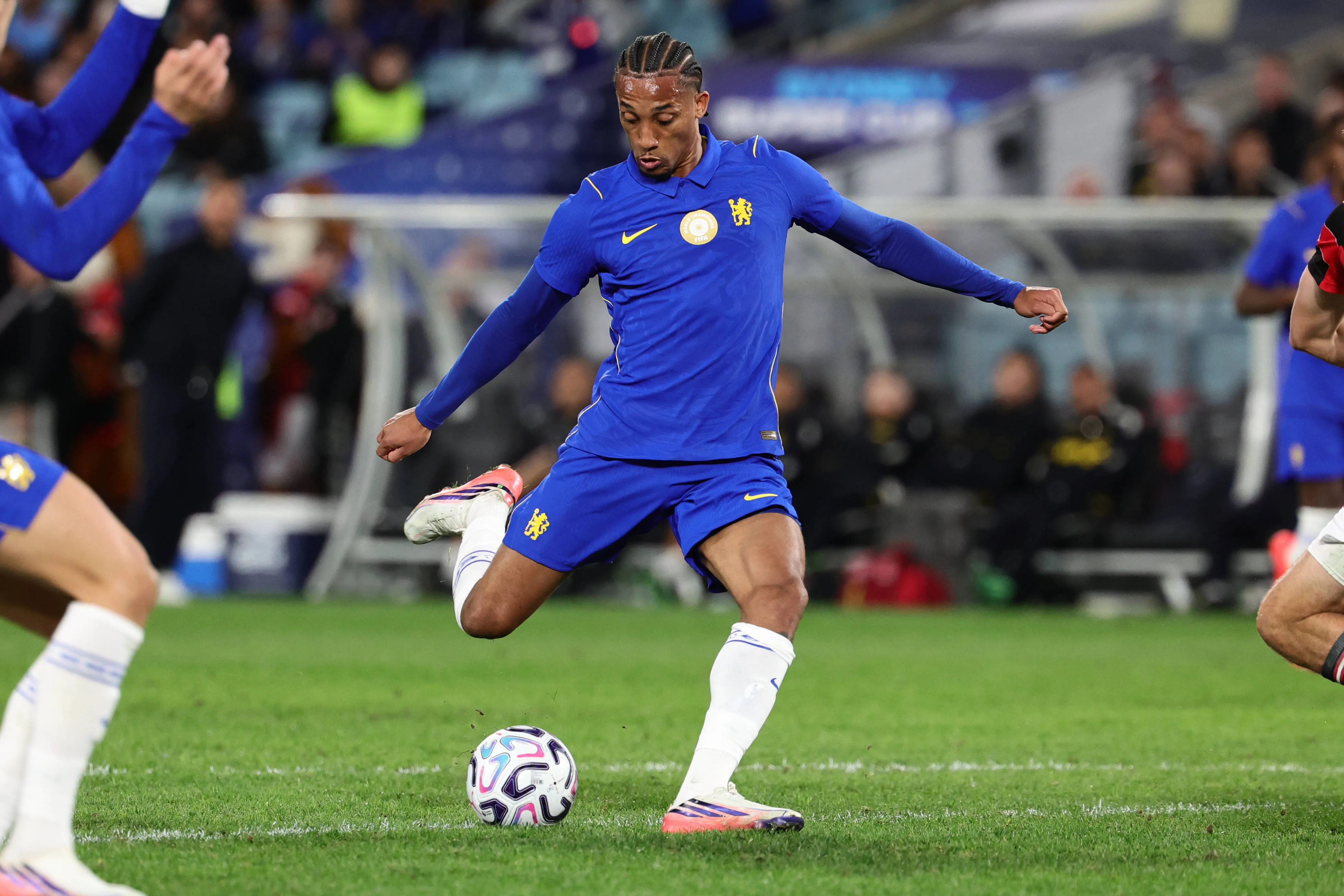 Chelsea's new 26/27 home shirt in action against Western Sydney Wanderers in a friendly