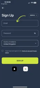 App sign up copybet