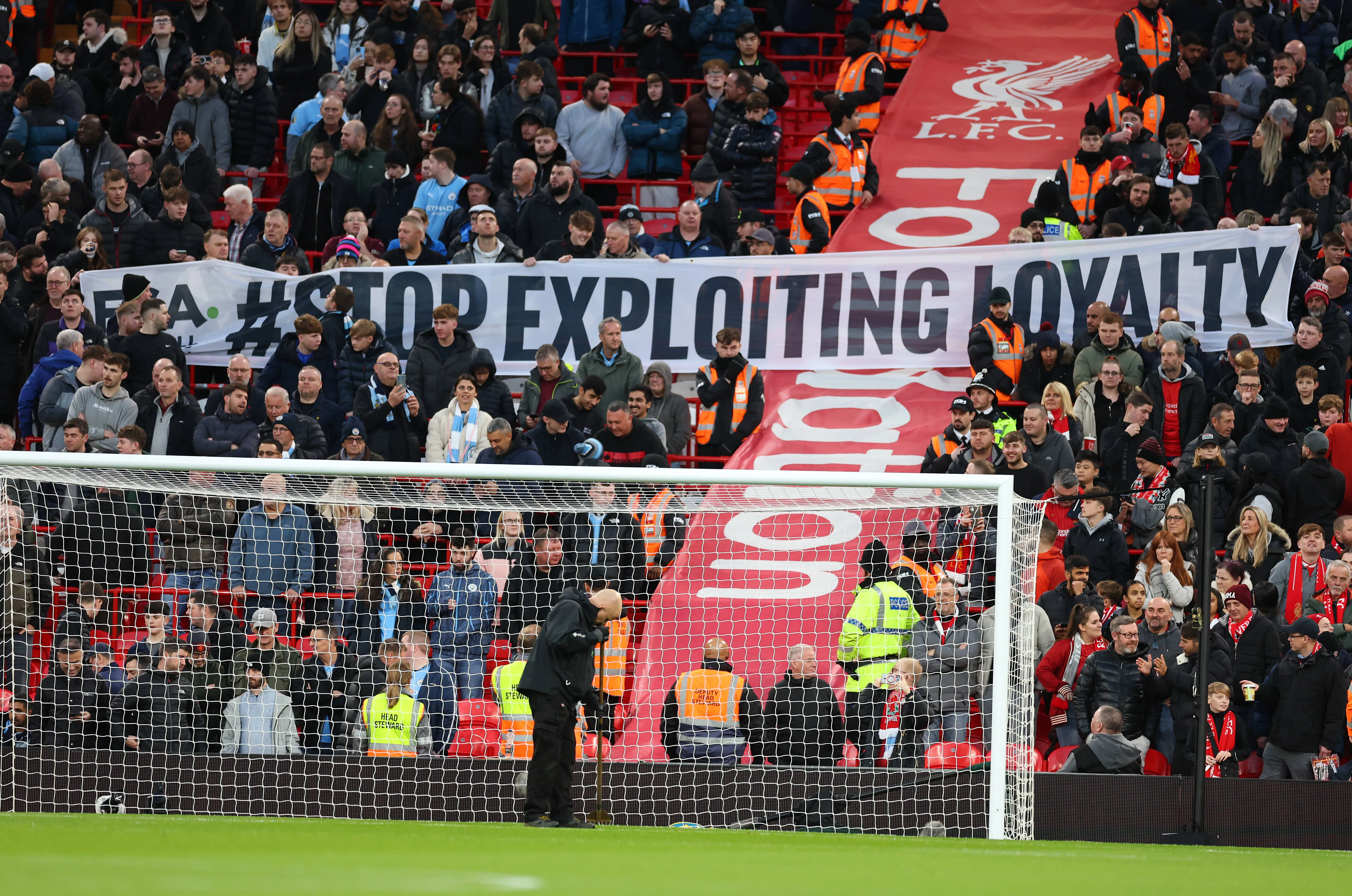 Liverpool fans protest against ticket prices back in December 2024