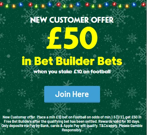 Paddy Power new customer offer: &pound;50 in bet builder bets