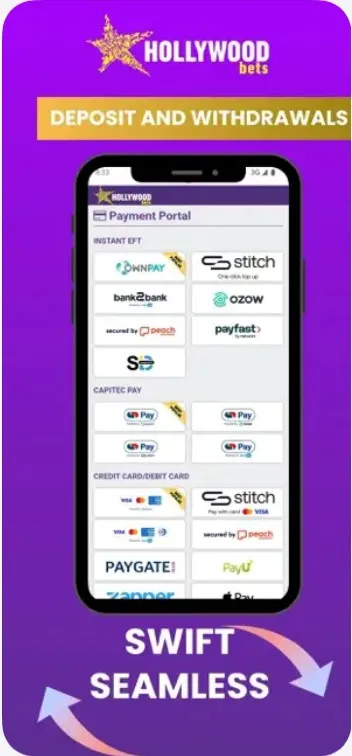 Hollywood bets mobile deposit and withdrawals
