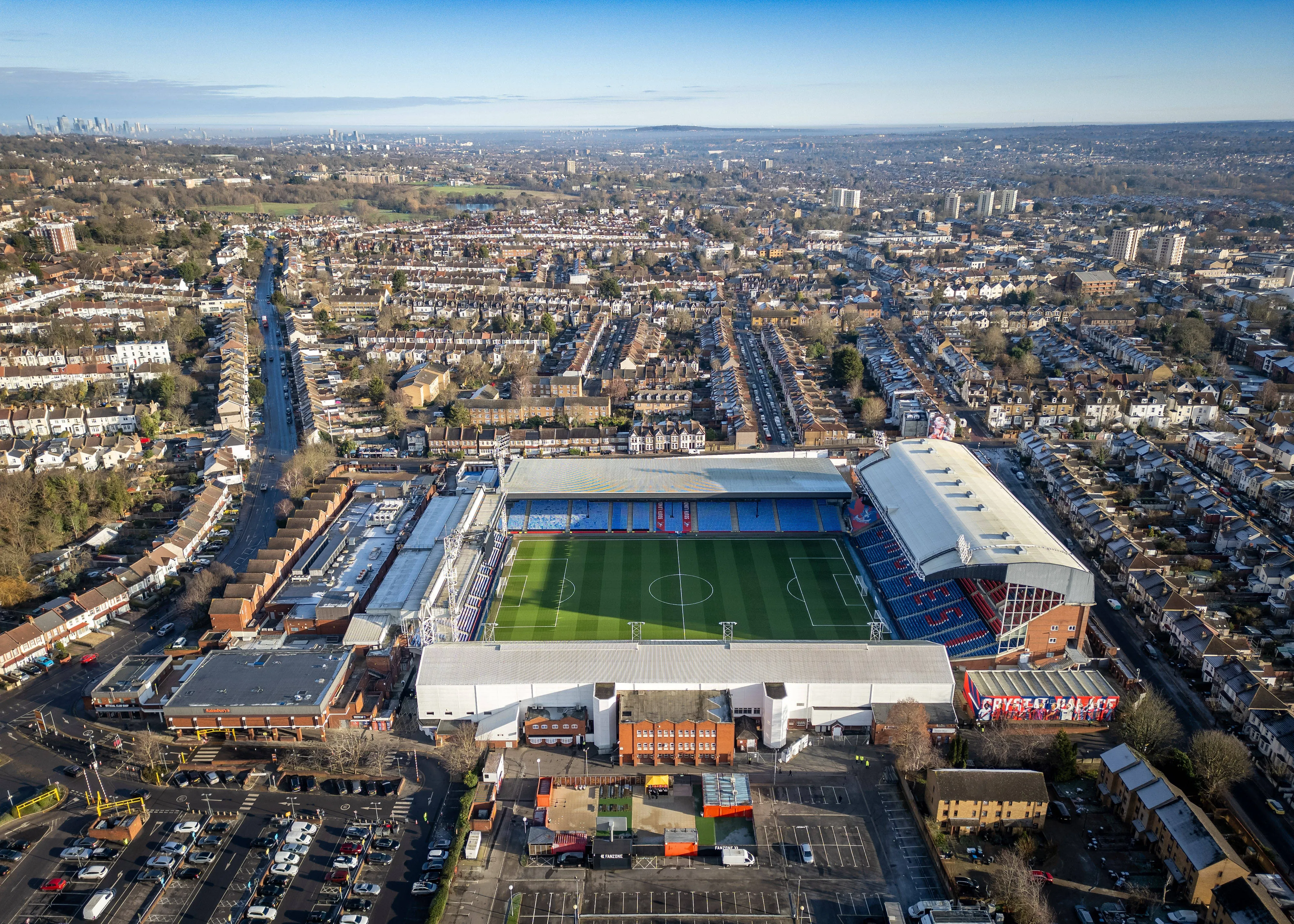Aerial view of Selhurst Park and the surrounding area