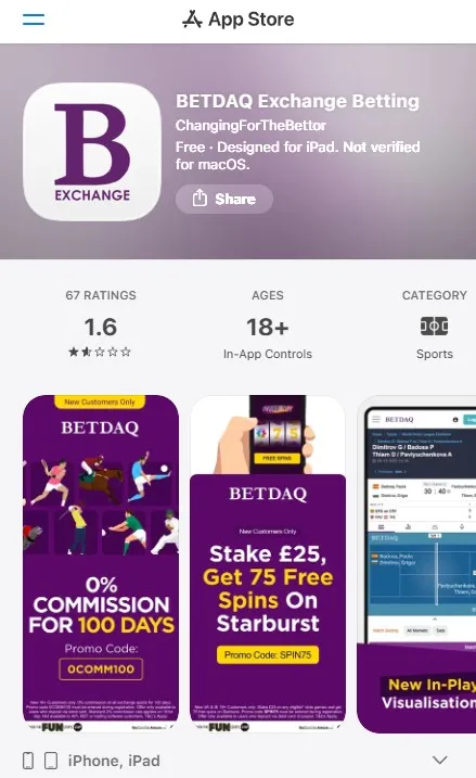 betdaq exchange betting app download, app store